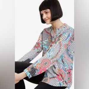 NWOT Desigual Colorful Floral Blouse, size L